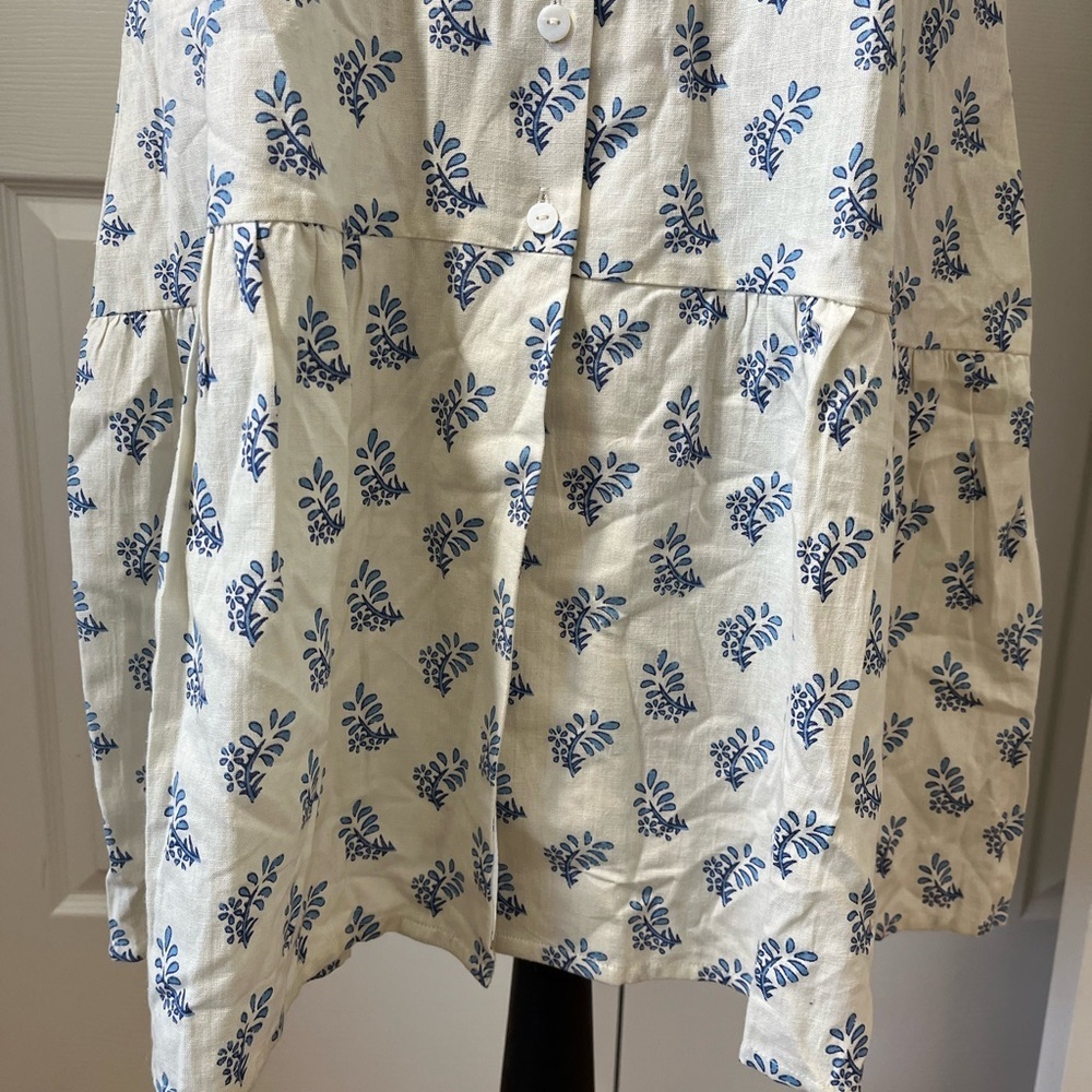 Janasya Printed Midi Dress Ivory Blue Floral Size XS - Picture 3 of 7